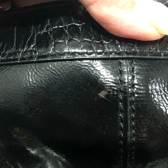 Vintage Brighton Black Patent Leather Shoulder Hand Bag - Picture 9 of 13